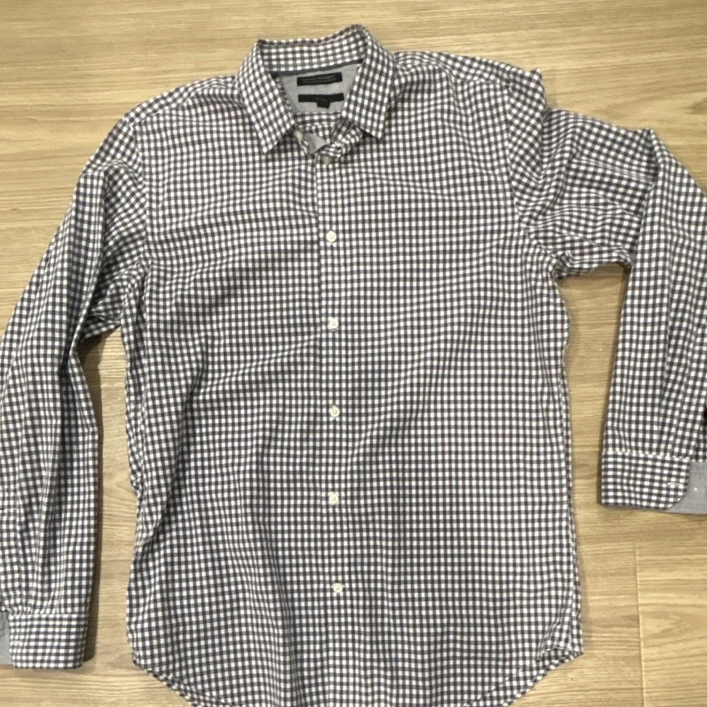 2 Banana Republic Men's Big & Tall Purple Check Dress Shirt L Cotton